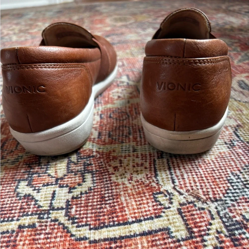 Vionic Brown Leather Slip-On Loafers - Picture 5 of 9